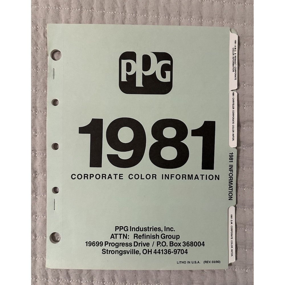 1981 PPG Corporate Paint Chip Color‎ Information Book Ditzler Delton Like New